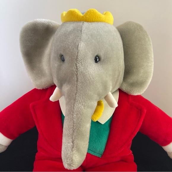 Gund Babar the Elephant Plush 1988 Macy’s 14” Red Suit Vintage Xmas - Picture 9 of 10